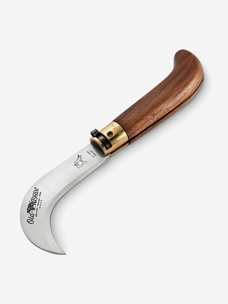 Нож складной Old Bear Pruning садовый изогнутый, клинок 70 мм, размер S, сталь, орех