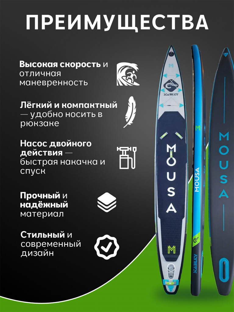 Сапборд двухслойный MOUSA Crocodile Racing 427 см