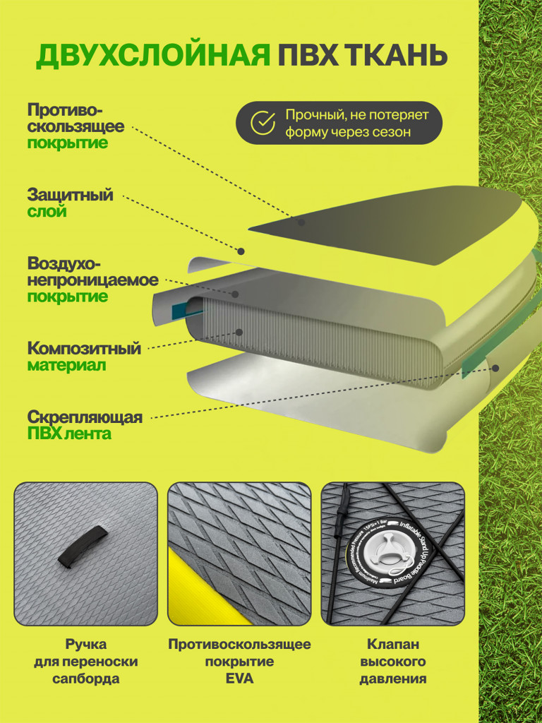 Сапборд надувной двухслойный OZERUS серия PRO 10.6'