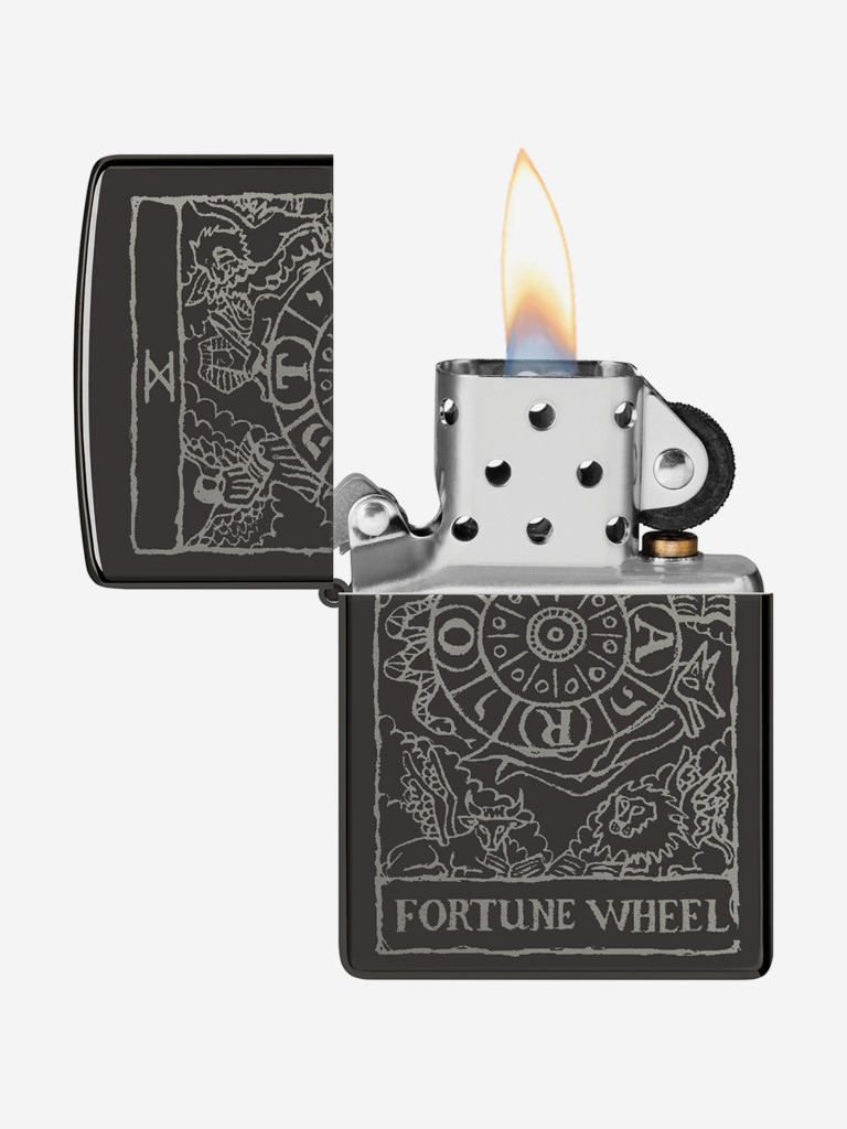 Зажигалка бензиновая ветроустойчивая Zippo Wheel Of Fortune High Polish Black