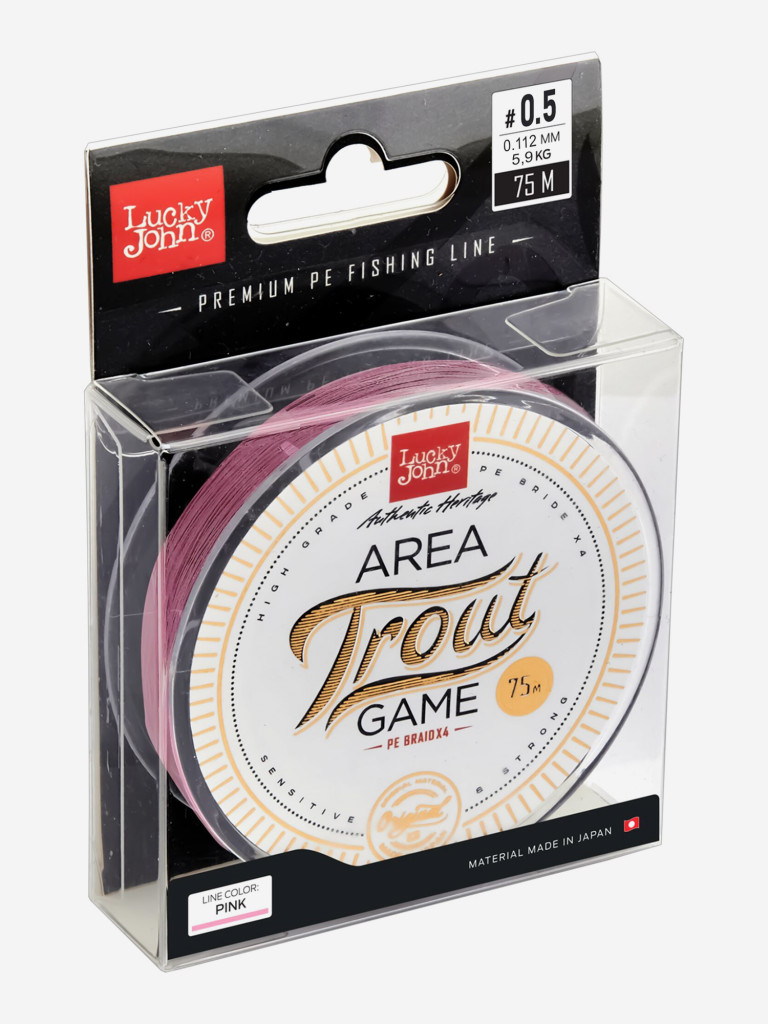 Шнур плетеный для рыбалки LJ Area Trout Game BRAID Pink, длина 75 м, диаметр 0,11 мм