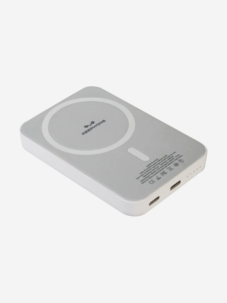 Портативный беспроводной аккумулятор Keephone Thin Snap Wireless PD 20W Повербанк 5000 мАч, порт Type-C — белый