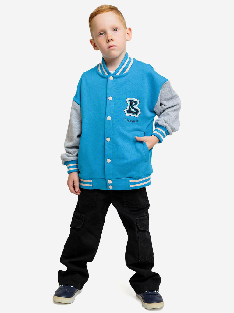 Бомбер для мальчика batik серо-голубой