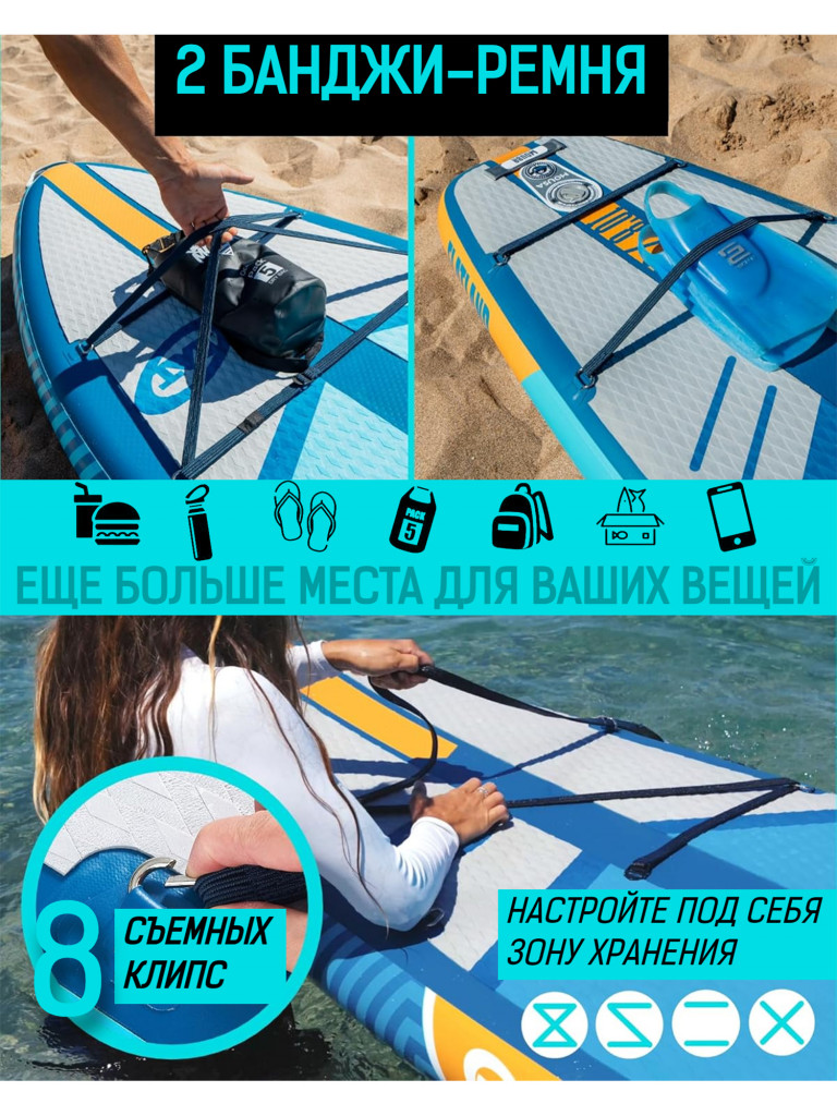 Надувной двухслойный SUP-борд MOUSA Full Eva BLUE, 10'5"x35"x6" 320*88*15 см, сапборд