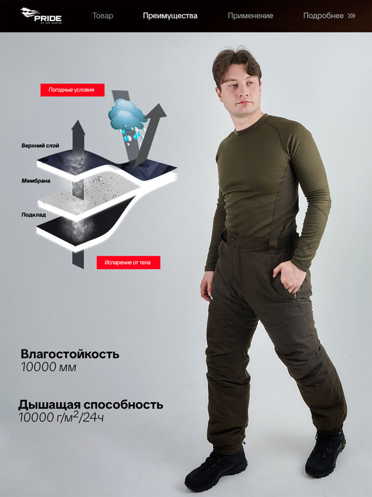 Костюм для охоты и рыбалки Выстрел PRIDE, зимний -15, темно-коричневый