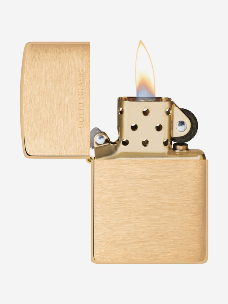 Зажигалка Zippo 204 Classic Brushed Brass, золотистая матовая
