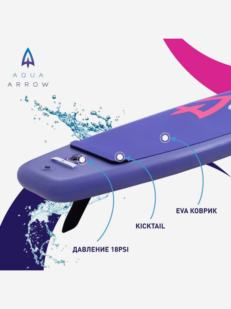 SUP доска надувная Aqua Arrow 11.4 ART Purple Leaf, полная комплектация