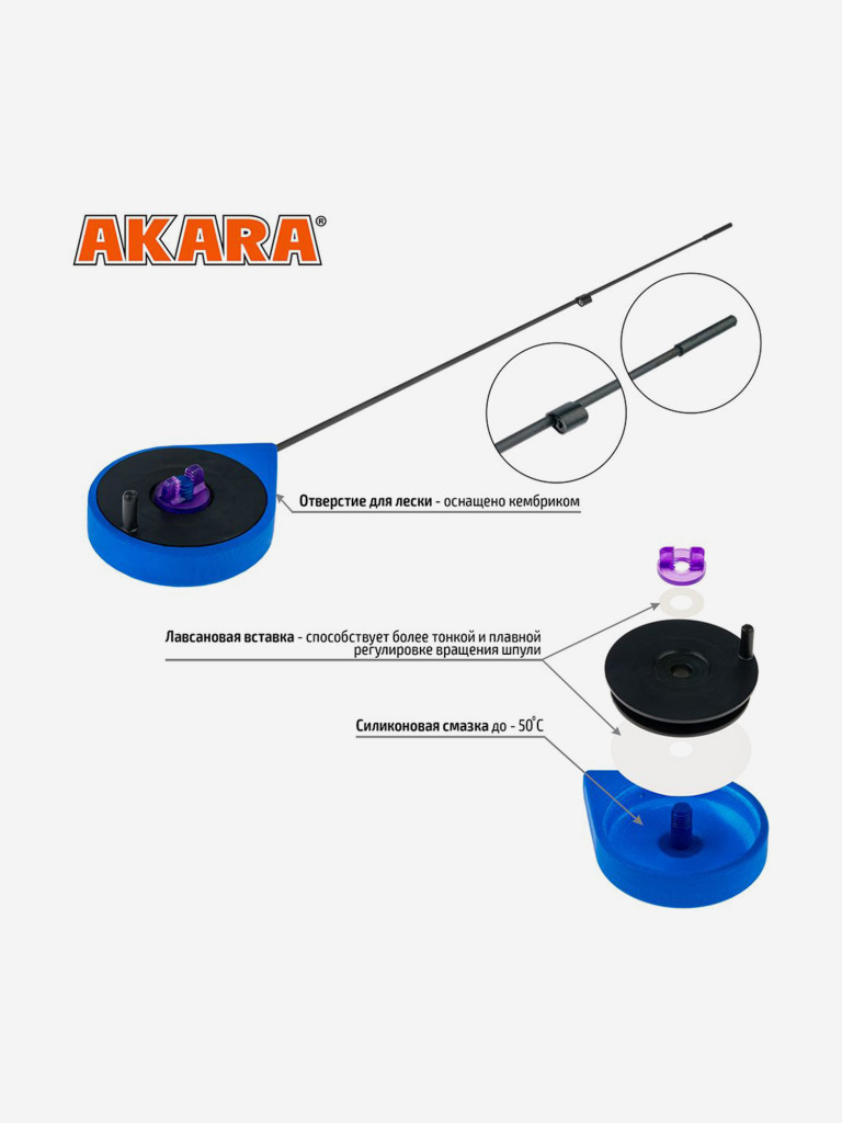 Удочка зимняя Akara Ultra Sport Blue (хлыст карбон)