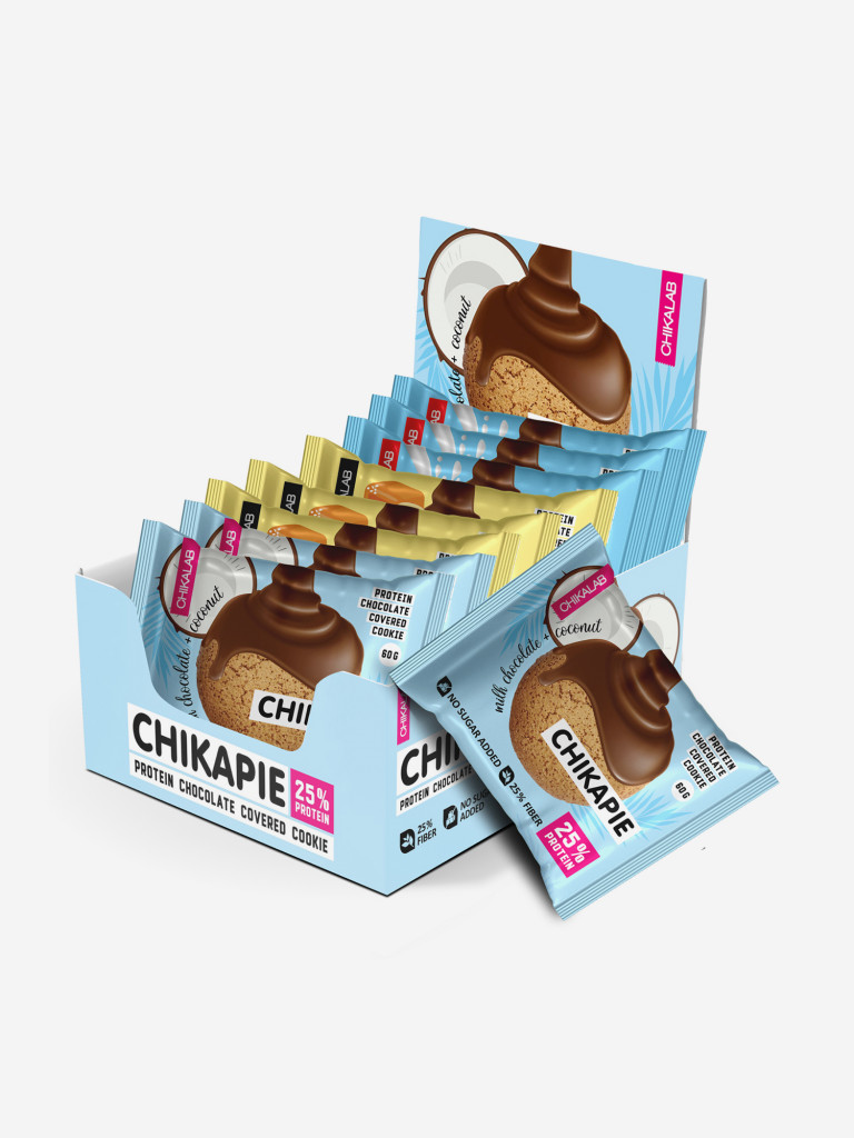 Протеиновое печенье 9 шт. Chikalab в шоколаде с начинкой "CHIKAPIE" "Ассорти №1", 60г. х 9шт.