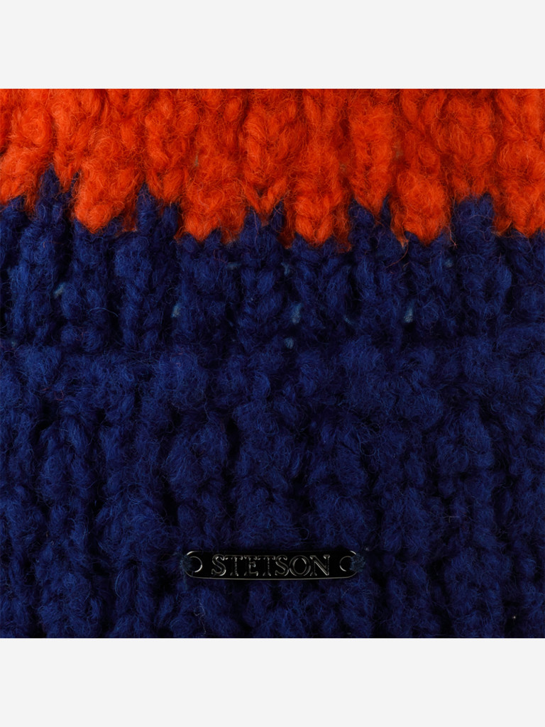 Шапка с отворотом STETSON 8599393 BEANIE POMPOM STETSON FREESTYLE (синий)