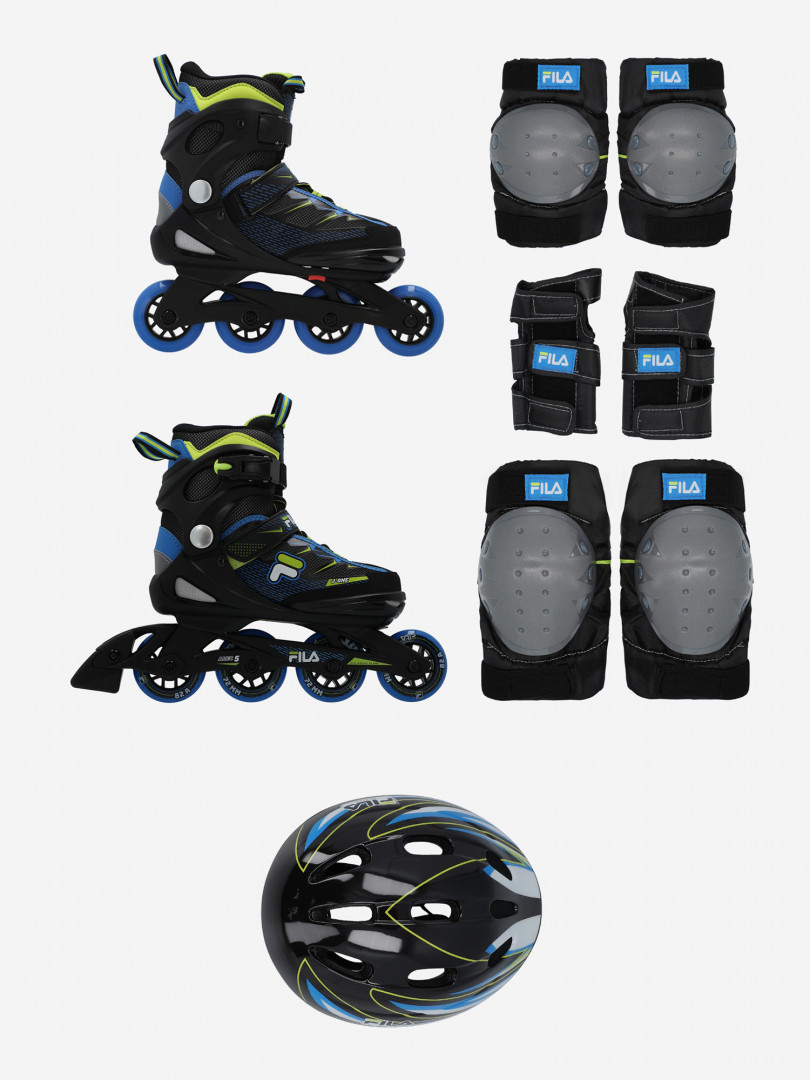 фото Набор детский: роликовые коньки, шлем, комплект защиты fila j-one combo 3 set, мультицвет