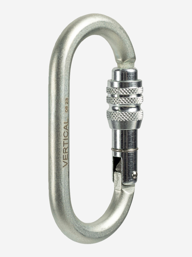 Карабин овал стальной люкс с муфтой (Keylock) Vertical