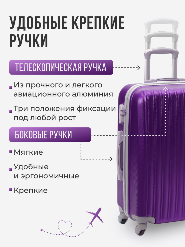 Чемодан Tevin s ручная кладь пластиковый неубиваемый