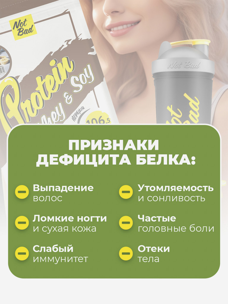 Протеин комплексный с соевым белком, NotBad Whey & Soy, 1000 г, Фисташка мороженое