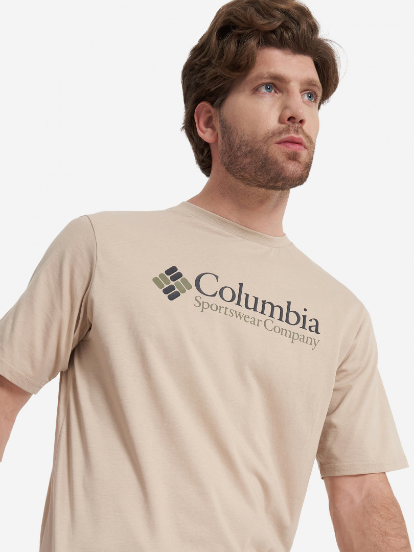 фото Футболка мужская columbia csc basic logo short sleeve, бежевый