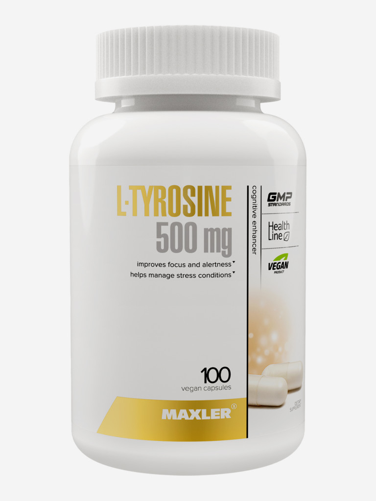 Аминокислота L-тирозин Maxler L-Tyrosine 500 мг на порцию, 100 капсул