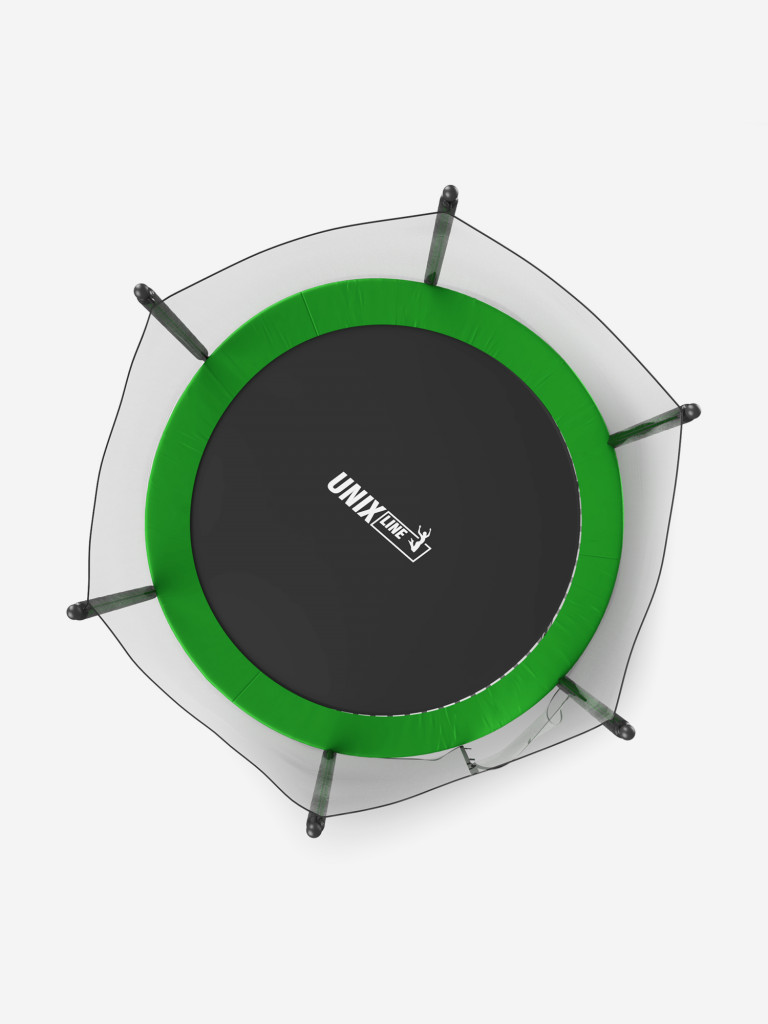 Батут каркасный UNIX Line Simple 8 ft Green с внешней защитной сеткой, общий диаметр 244 см, до 140 кг