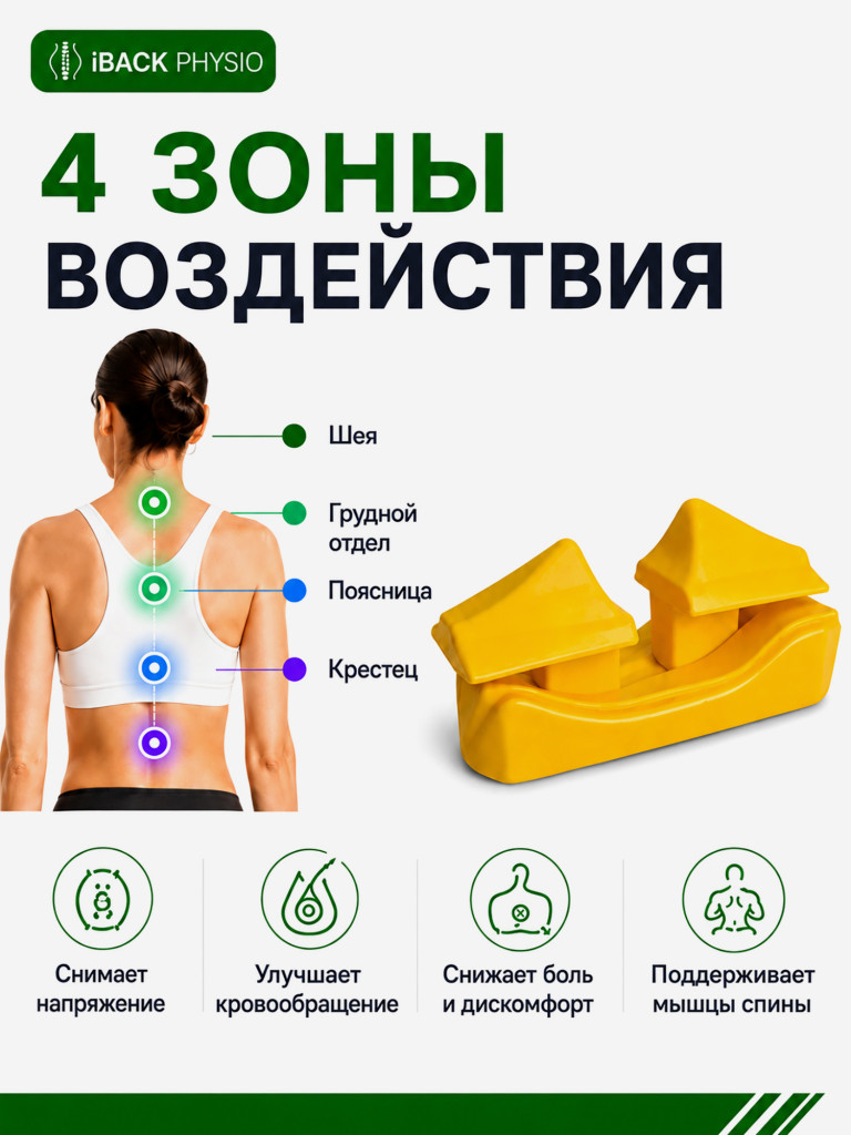 Массажер для спины iBACK PHYSIO точечный, для шеи, поясницы и крестца