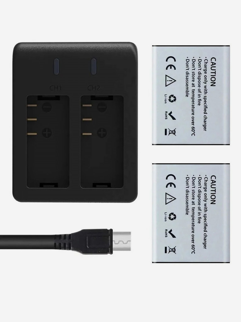 Аккумуляторные батареи для экшн-камеры AKASO Brave 4 Pro, 2 x1350 мАч с двойным зарядным устройством USB
