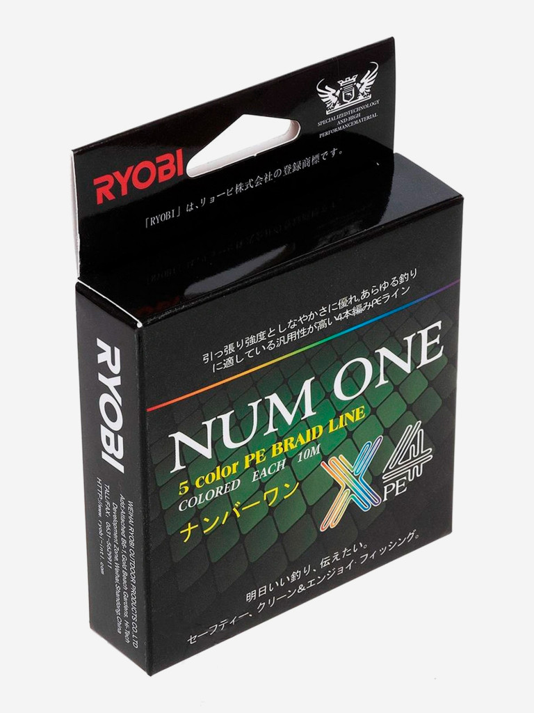 Шнур плетеный для рыбалки Ryobi NUM ONE PE4X, 100м, 0,405мм, 24кг, мультиколор