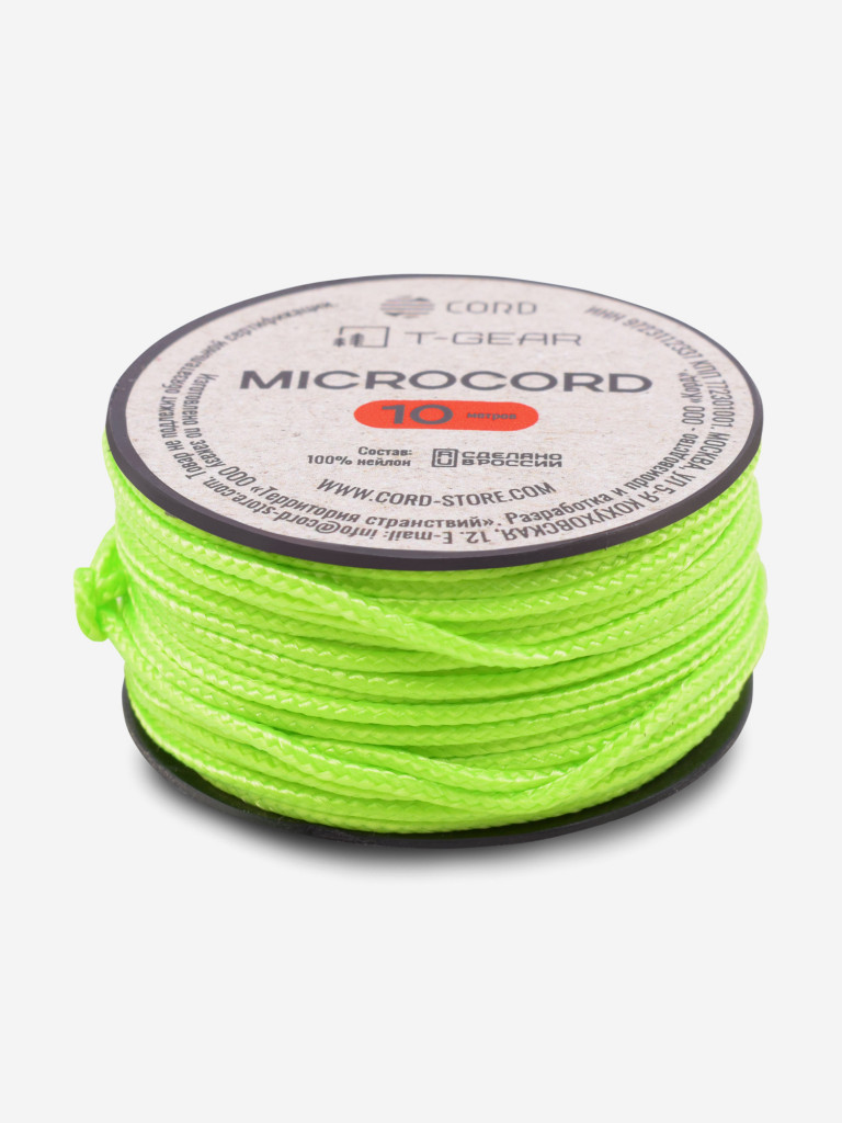 Микрокорд T-Gear x CORD nylon катушка 10м (Neon Green)