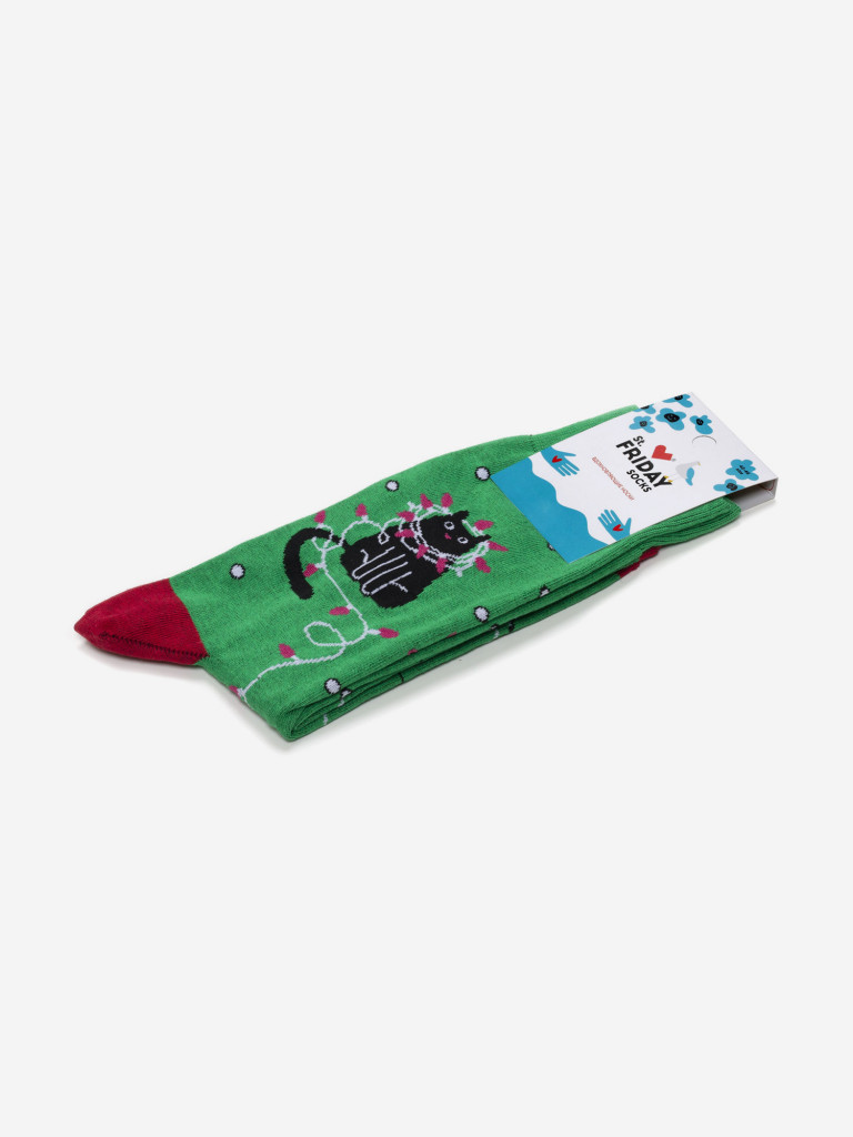 Новогодние носки St.Friday Socks, Гирлянда кота