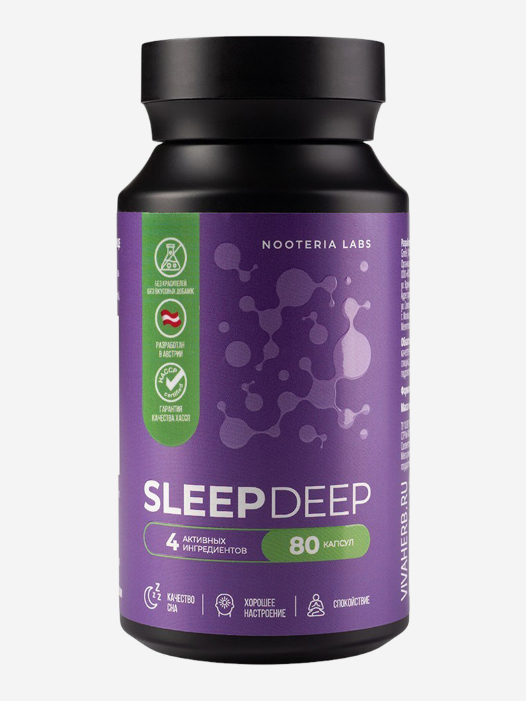 Sleep Deep комплекс для сна (магний, глицин, валериана) Nooteria Labs, 80 капсул