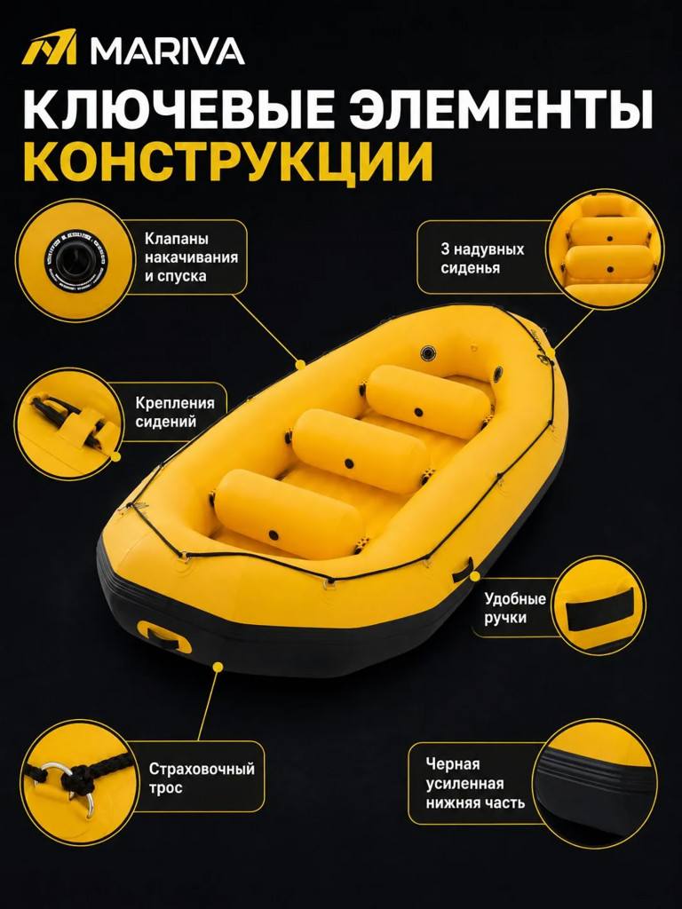 Лодка надувная MARIVA RAFTING 430 см, до 8 мест