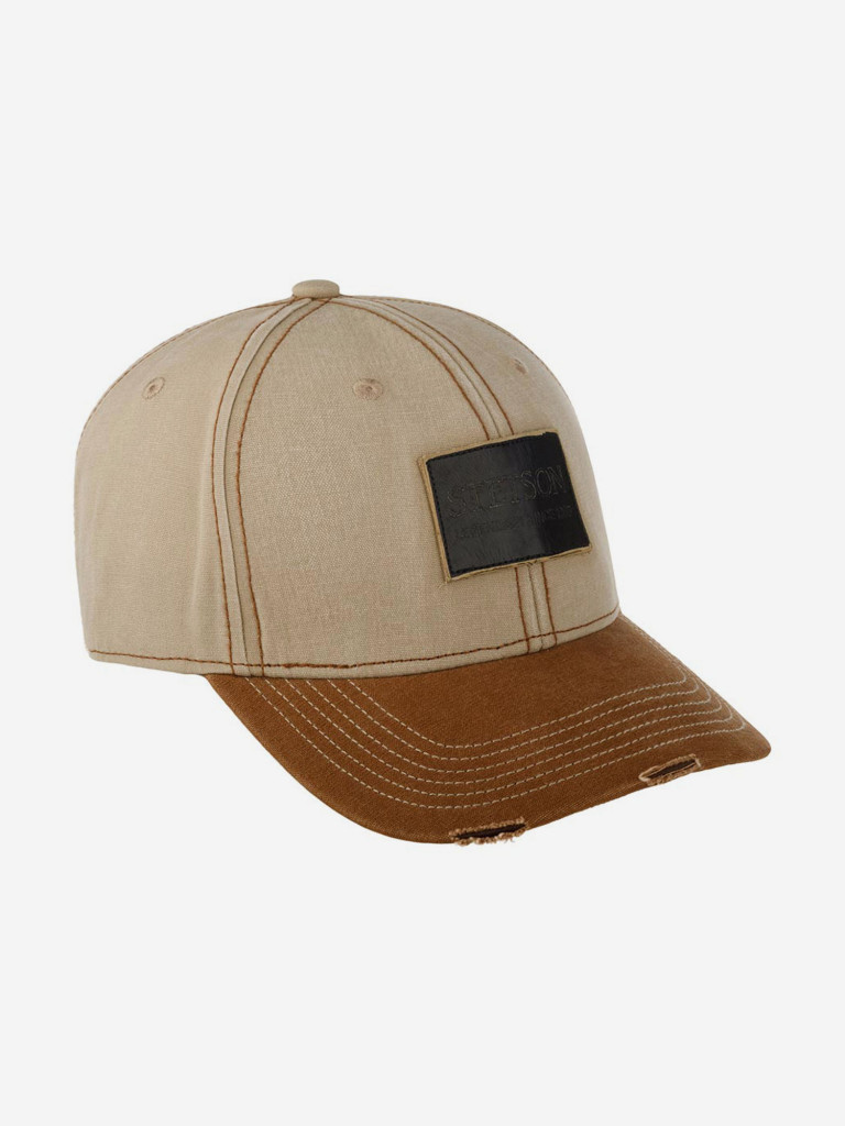 Бейсболка STETSON 7721144 BASEBALL CAP LEATHER PATCH VINTAGE DISTRESSED (бежевый)