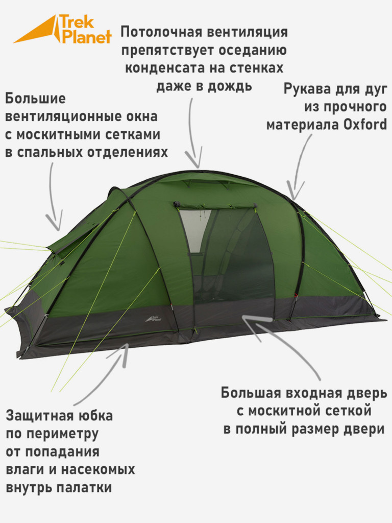 Четырехместная кемпинговая палатка Trek Planet Trento 4