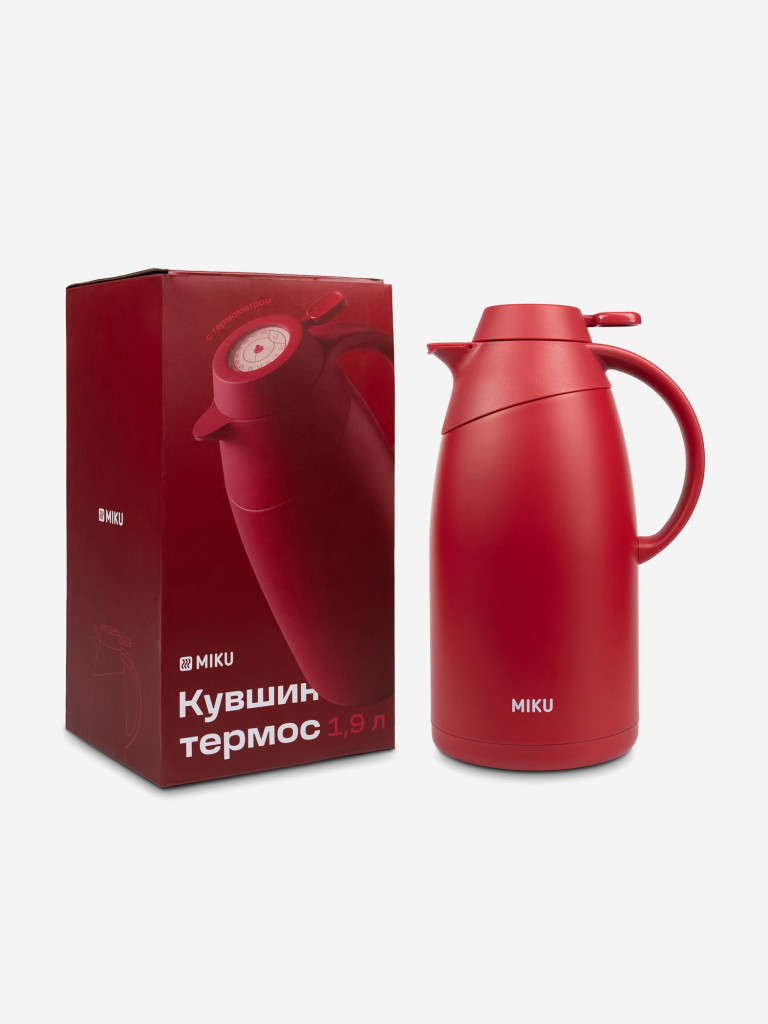 Кувшин-термос с термометром MIKU 1,9 л (TH-JG-1900R), цвет красный