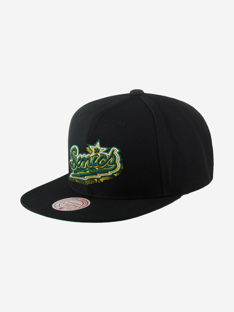 Бейсболка с прямым козырьком MITCHELL NESS HHSS5820-SSUYYPPPBLCK Seattle Supersonics NBA (черный)