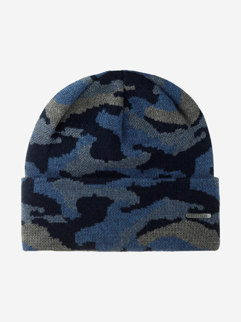 Шапка с отворотом STETSON 8599377 BEANIE JACQUARD WOOL/ACRYL (серый)
