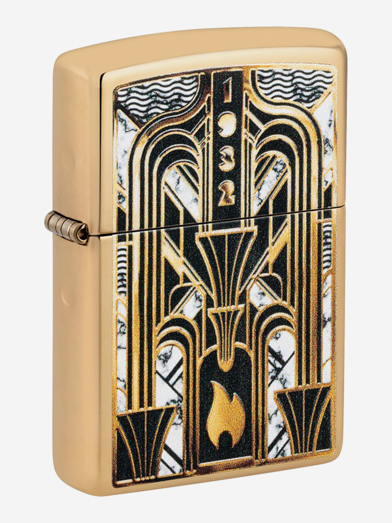 Зажигалка бензиновая ветроустойчивая Zippo Art Deco Flame High Polish Bras
