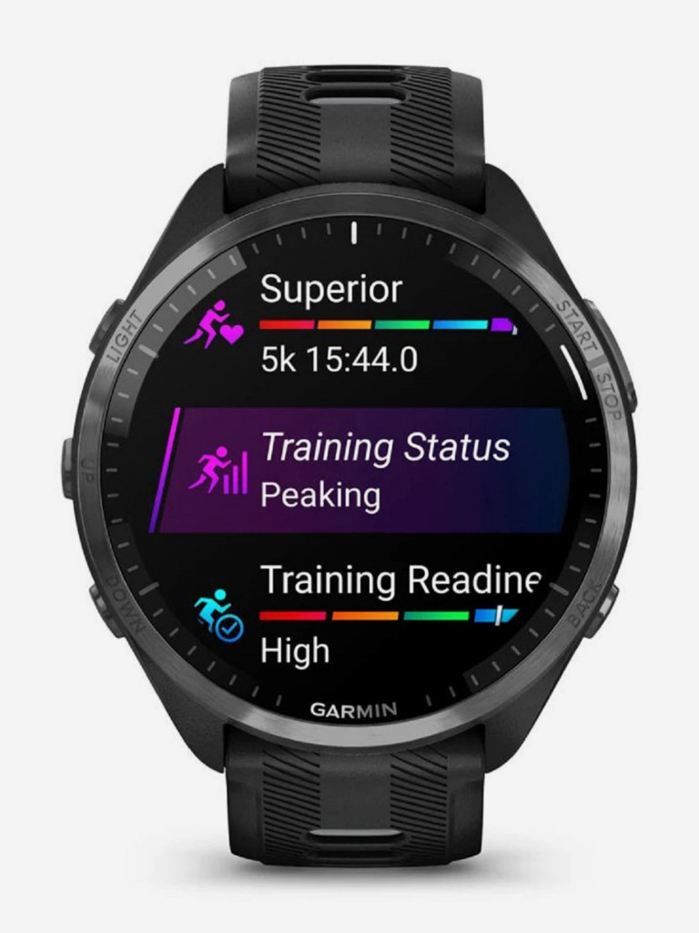 Часы Garmin FORERUNNER 965 черные, темно-серый DLC титановый безель, с черным ремешком 010-02809-10