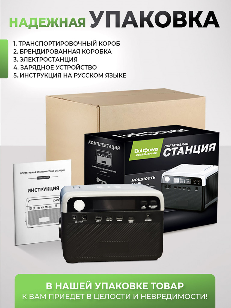 Портативная электростанция Boltpower 300 MAX, серая