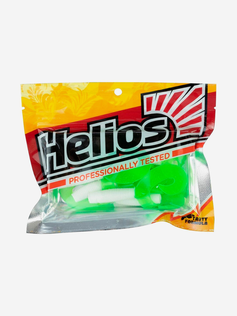 Мягкая приманка Helios Credo Double Tail, 2,95'' / 7,5 см, White & Green, 7 шт (HS-12-016)