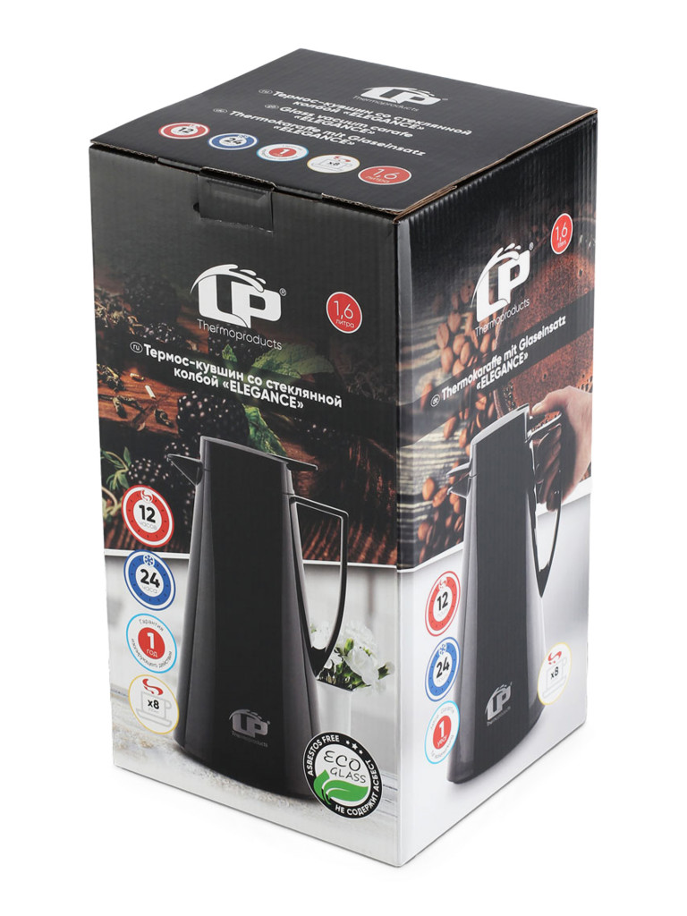 Термокувшин LP Thermoproducts Elegance 1.6 л, со стеклянной колбой