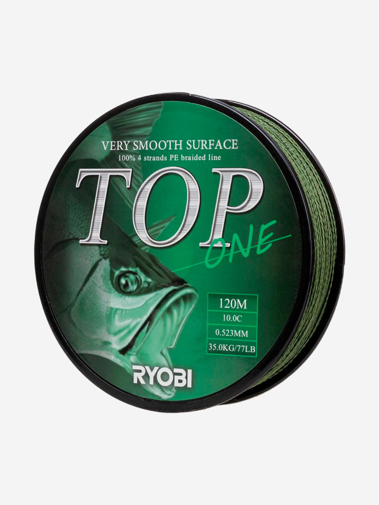 Шнур плетеный для рыбалки Ryobi TOP PE4X, 120м, 0,523мм, 35кг, темно-зеленый