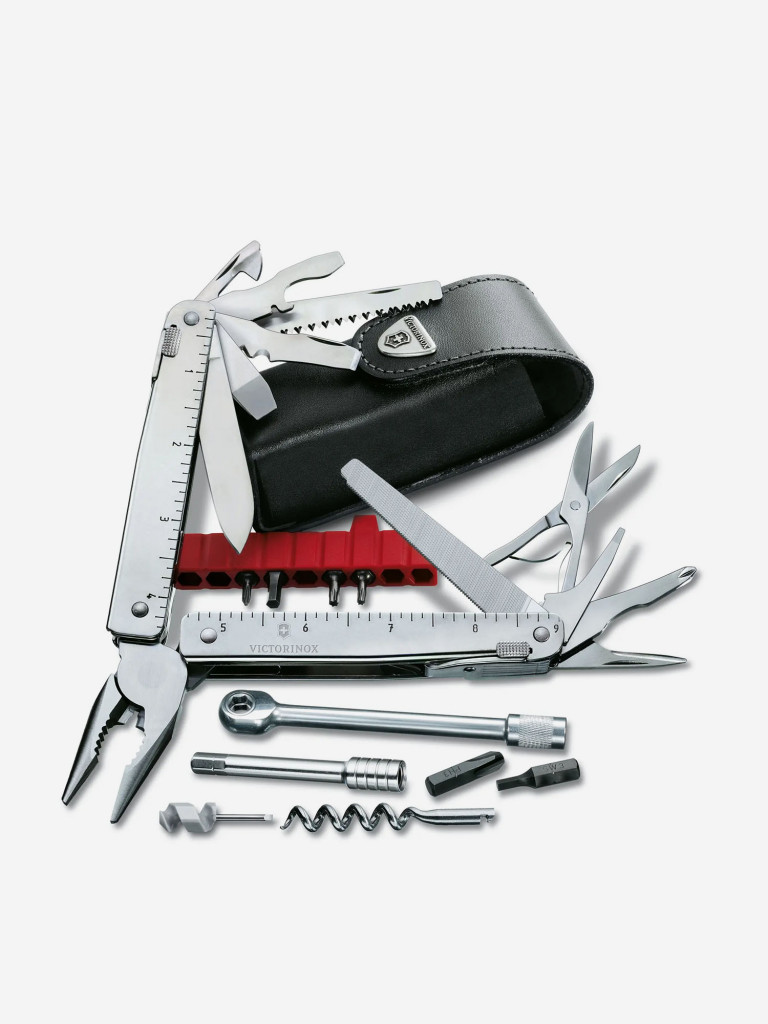Мультиинструмент складной Victorinox SwissTool X Plus Ratchet, 115 мм, 40 функций, кожаный чехол
