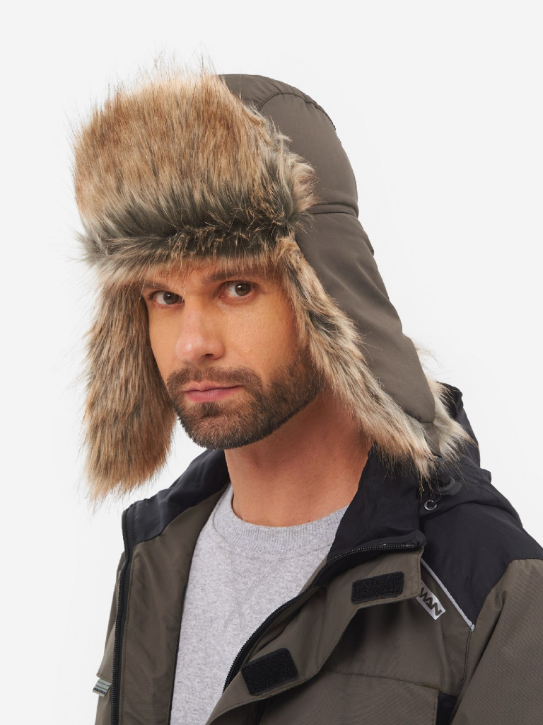 Шапка-ушанка мужская зимняя меховая с маской Huntsman Евро Енот