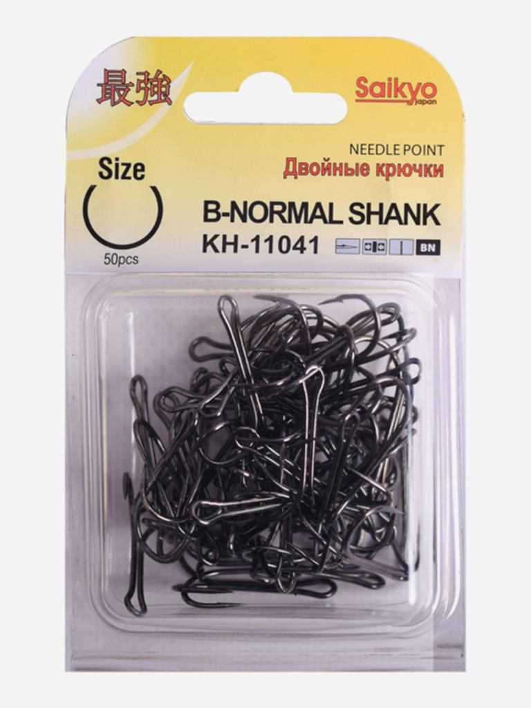 Крючки для рыбалки Saikyo двойные Normal Shank KH-11041 BN № 4, упаковка 50 штук