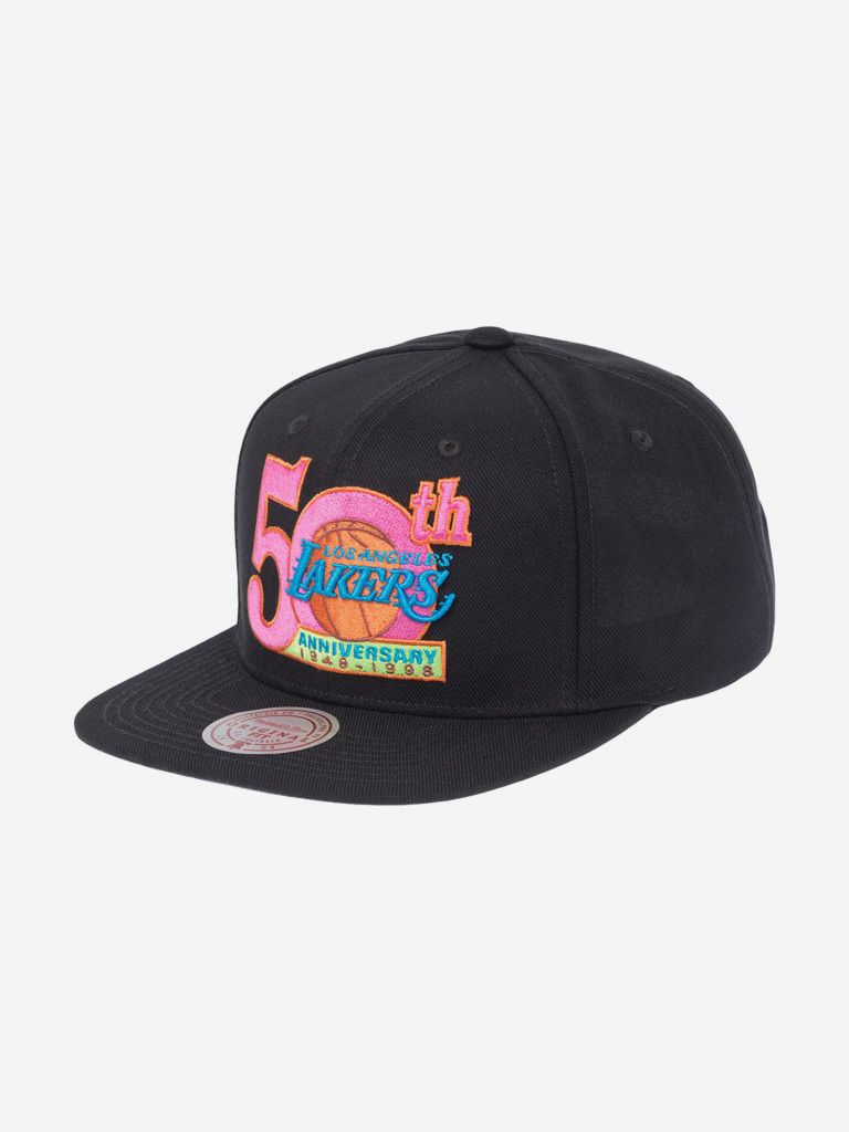 Бейсболка с прямым козырьком MITCHELL NESS HS11472-LALBLCK Los Angeles Lakers NBA (черный)