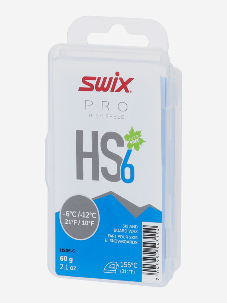 Мазь скольжения твердая Swix HS6 Blue, -6°C/-12°C, 60 г