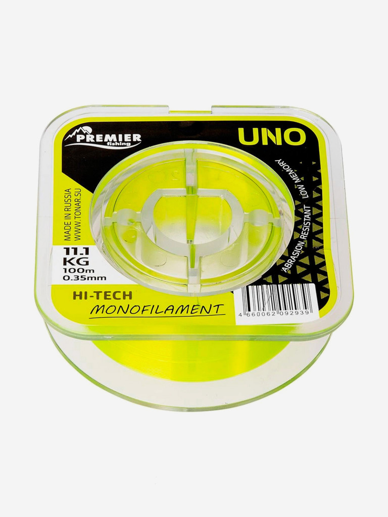 Леска для рыбалки Premier Fishing UNO Nylon 0,35мм, 100м, 11,1кг, флюоресцентно-желтый
