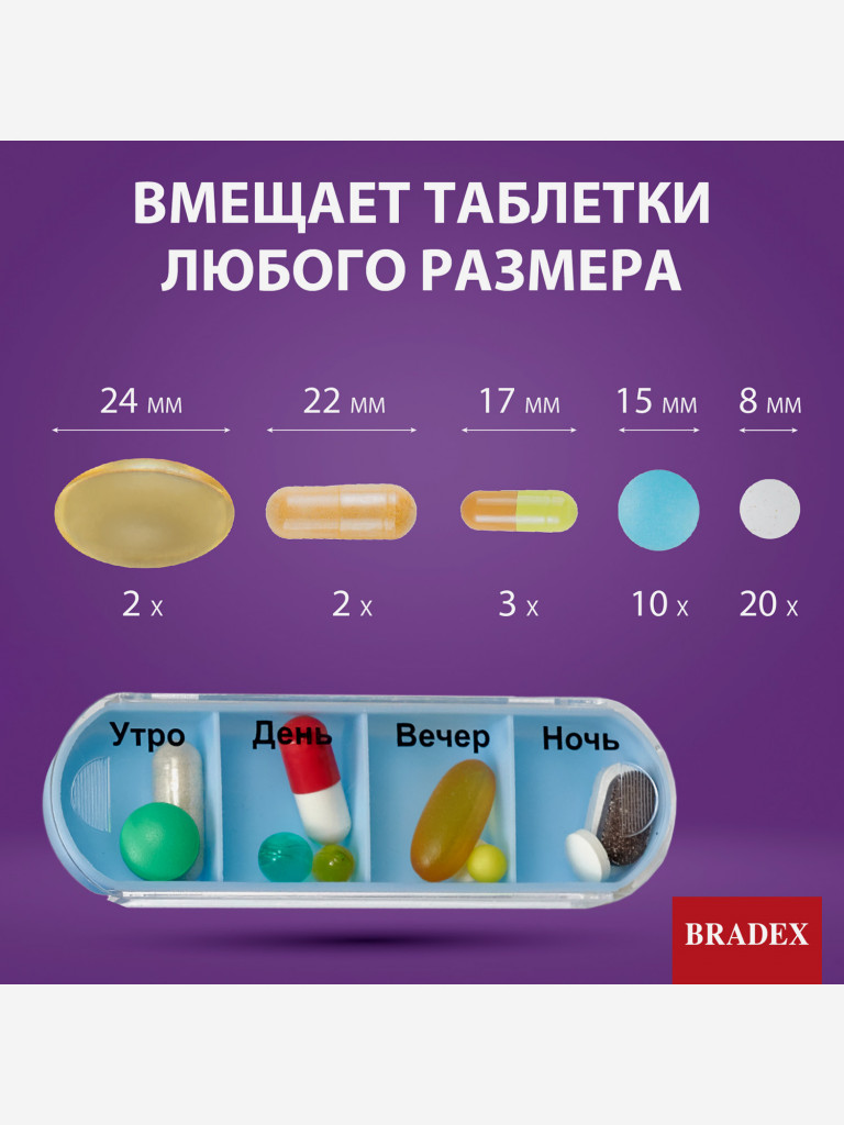 Контейнер для таблеток «НЕДЕЛЬКА», голубой