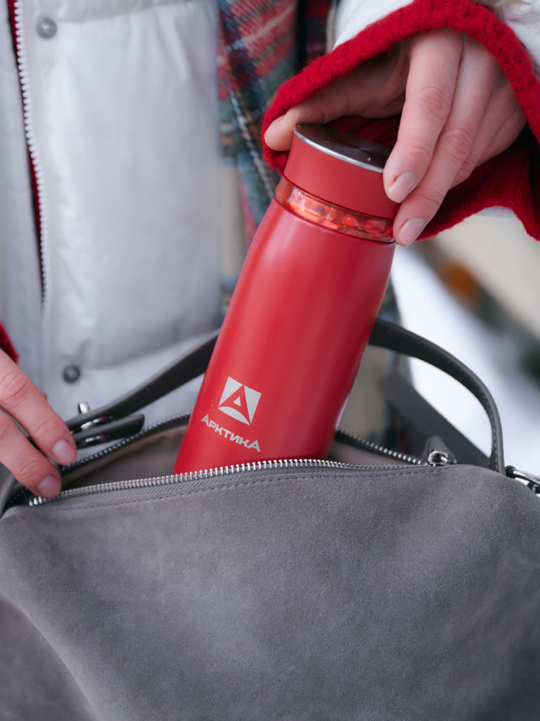Термокружка Арктика 715 с ситечком 320 мл, красная