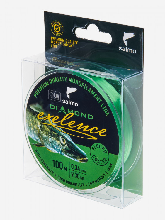 Леска флюорокарбон для летней рыбалки Salmo Diamond EXELENCE FLUORO COATED Green длина 100 м, диаметр 0,34 мм