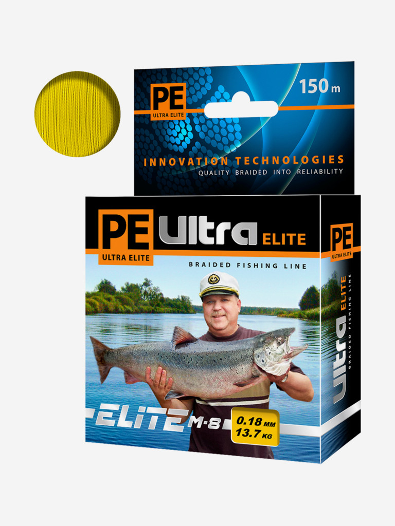 Плетеный шнур для рыбалки AQUA PE ULTRA ELITE M-8 Yellow 0,18mm 150m