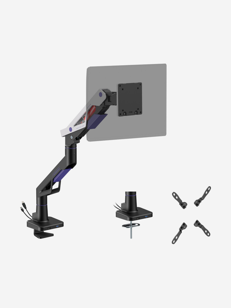 UNITEKI FMGT301GL ATLAS NEO GAMING LINE кронштейн для монитора со струбциной, системы газлифт, диагональ 24-57", крепление с функцией перемещения в вертикальной плоскости и нагрузкой от 2 до 30 кг.